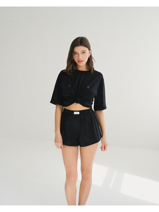 Le Songe Le Songe Bluzka cherry Czarny Regular Fit