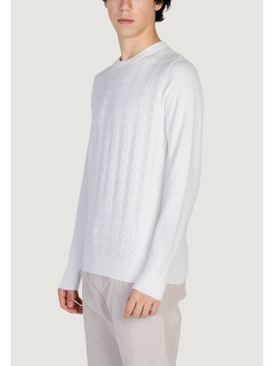 Antony Morato Antony Morato Πουλόβερ COTTON WOOL BLEND YARN WITH JACQUARD 3D Λευκό To Fit