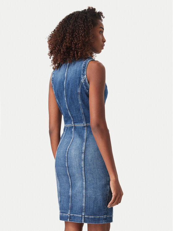 Guess Guess Sukienka jeansowa W6YK24 D1763 Niebieski Slim Fit