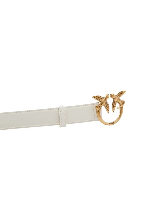 PINKO PINKO Pasek Cintura Love Birds in pelle 3cm Biały