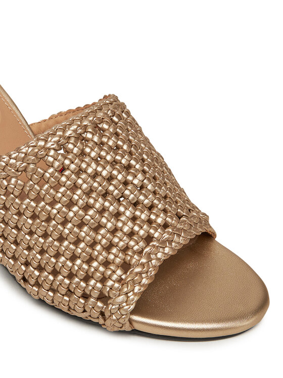 Tommy Hilfiger Tommy Hilfiger Natikači Crochet Metallic Lthr Wedge Mule FW0FW08812 Zlata