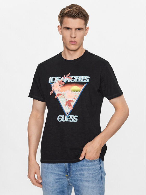 Guess Tričko M3YI68 K6XN4 Čierna Regular Fit