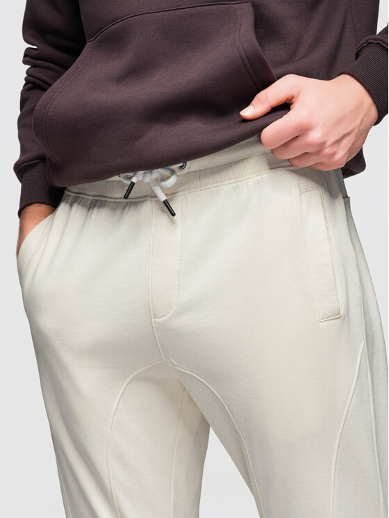 Ombre Ombre Spodnie dresowe OM-PABS-0305 Kremowy Regular Fit