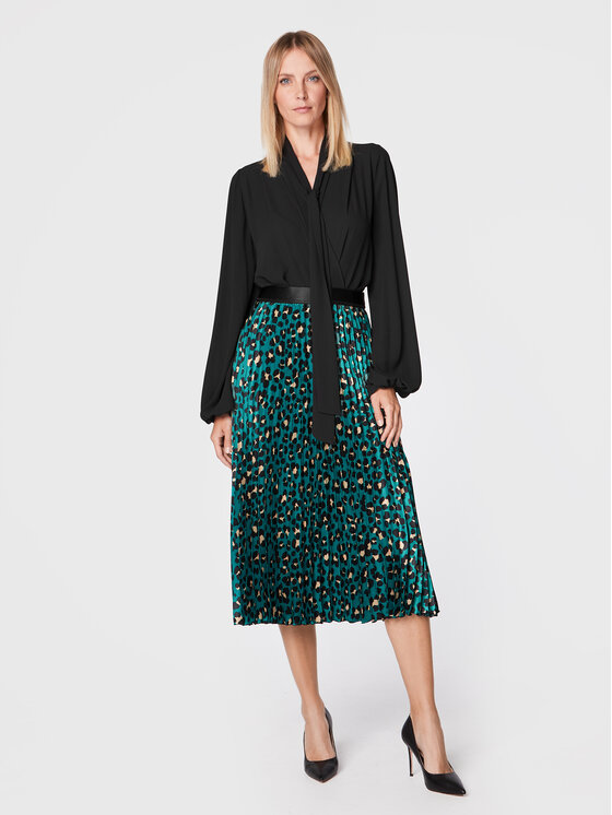 Nissa Nissa Spódnica plisowana F13410 Zielony Regular Fit