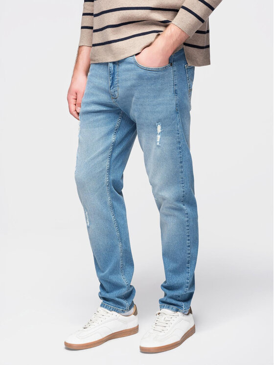 Ombre Ombre Jeansy OM-PADP-0255 Niebieski Slim Fit