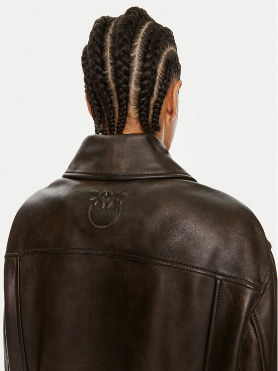 PINKO Pinko Giacca di pelle Grotta 104048 A23U Marrone Regular Fit