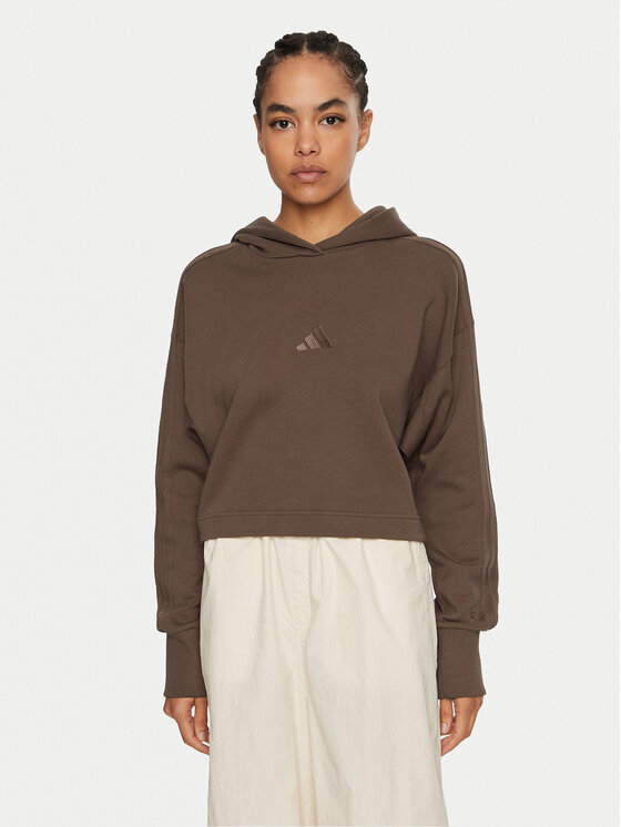 adidas Μπλούζα ALL SZN French Terry 3-Stripes JI9105 Καφέ Regular Fit ...