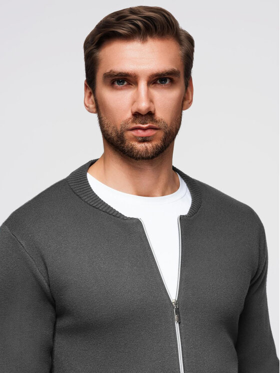 Ombre Ombre Kardigan OM-SWZS-0146 Szary Regular Fit