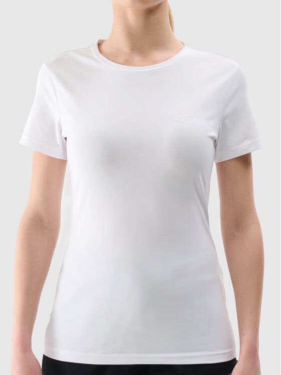 4F 4F T-Shirt 4FWMM00TTSHF2255-10S Biały Slim Fit