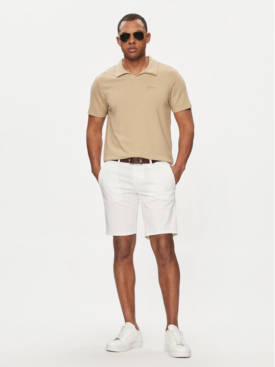 Guess Guess Auduma šorti Daniel M4GD05 WG3OA Balts Skinny Fit