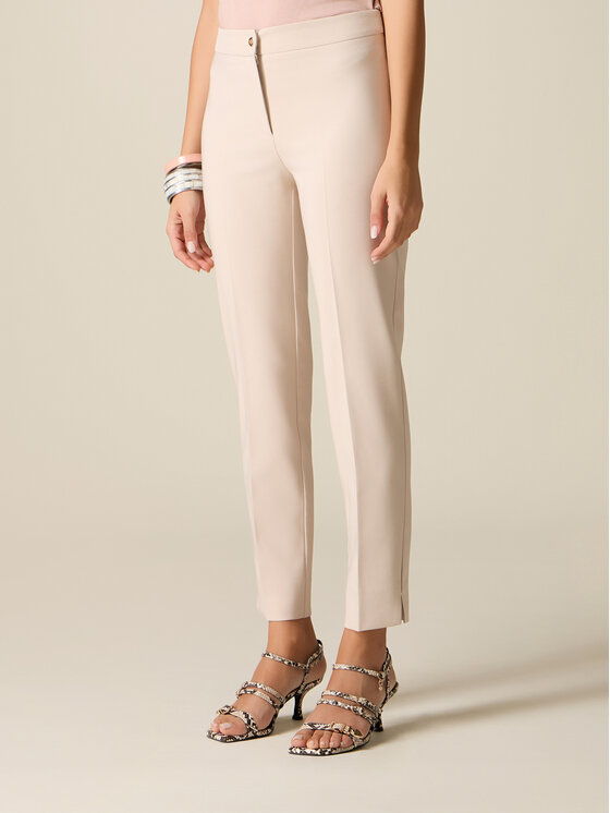 Oltre Oltre Spodnie materiałowe P046R008913N013 Kremowy Regular Fit