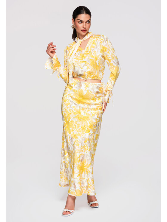 Ombre Ombre Spódnica maxi OW-GL-E0005 Żółty Slim Fit