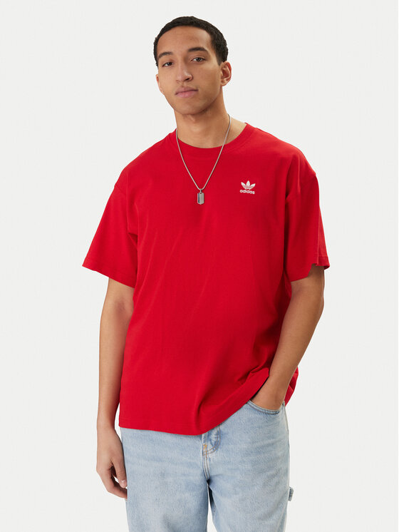 adidas Tricou Trefoil Essentials KC8984 Roșu Oversize
