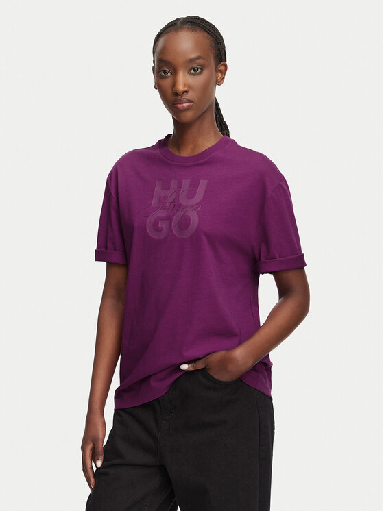 HUGO Тишърт Dashire_5 50566678 Тъмнорозов Relaxed Fit