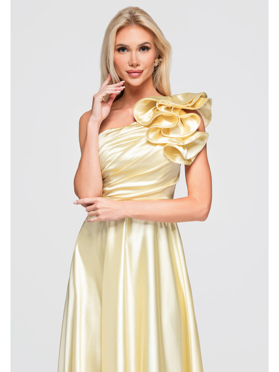 Ombre Ombre Sukienka wieczorowa LA-OM-DLR362 Żółty Regular Fit