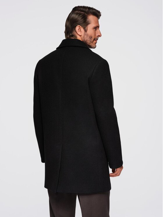 Ombre Ombre Płaszcz przejściowy OM-COWC-0137 Czarny Regular Fit