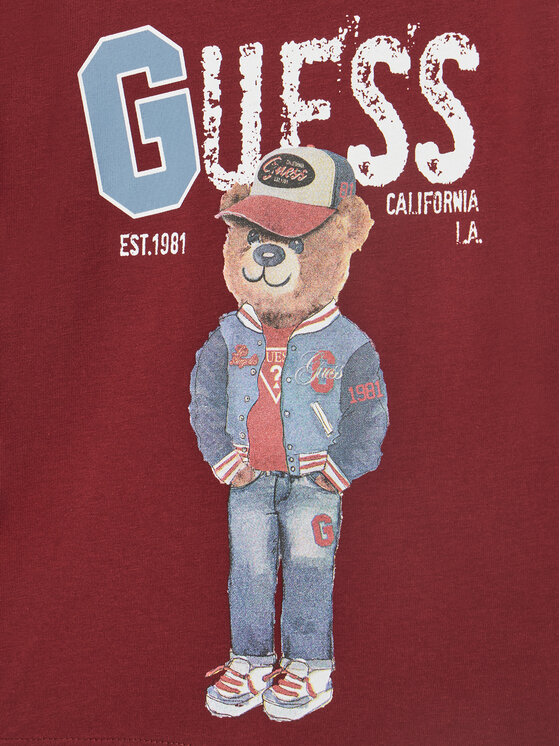 Guess Guess Majica N5YI23 K8HM4 Tamnocrvena Regular Fit