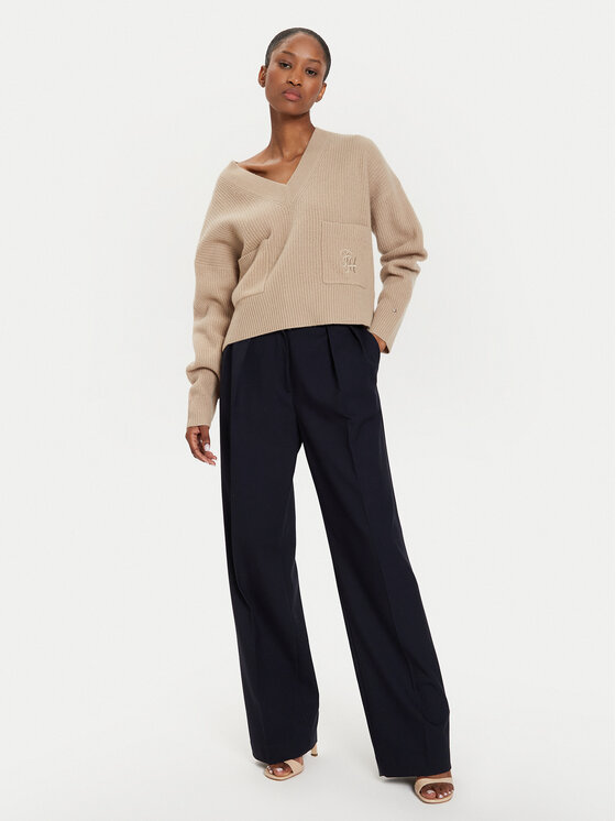 Tommy Hilfiger Tommy Hilfiger Sweter Script Soft WW0WW42149 Beżowy Relaxed Fit