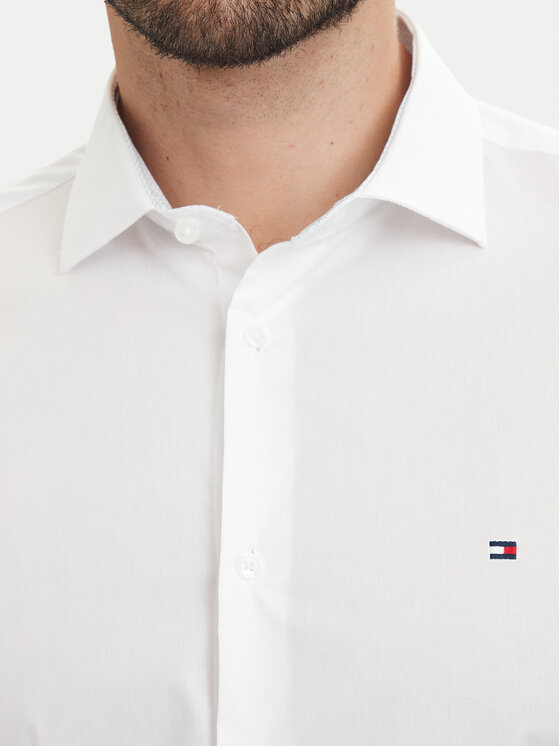 Tommy Hilfiger Tommy Hilfiger Marškiniai Cl Solid MW0MW43749 Balta Slim Fit