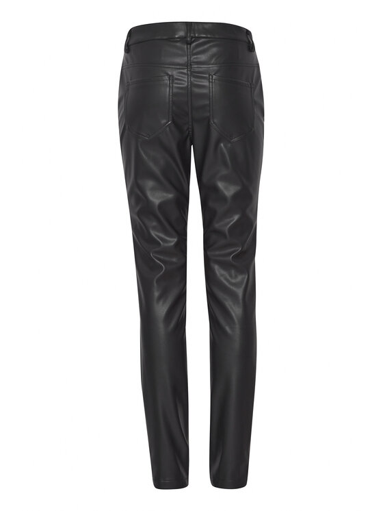 ICHI ICHI Ādas imitācijas bikses 20117678 Melns Regular Fit