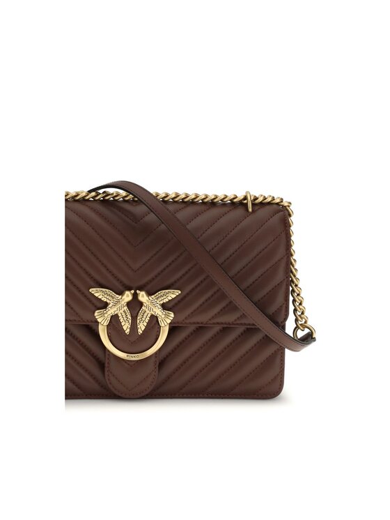 PINKO PINKO Torebka Brown Calf Leather Bos Taurus Shoulder Brązowy