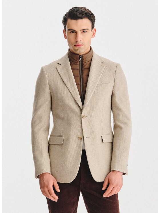 Pako Lorente Pako Lorente Marynarka P25WF-3X-011 Beżowy Classic Fit