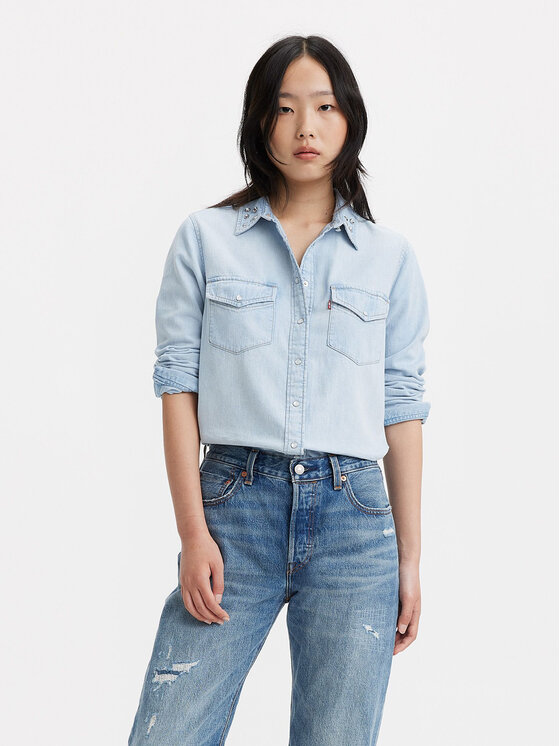 Levi's džínsová košeľa Essential Western 16786-0024 Modrá Regular Fit