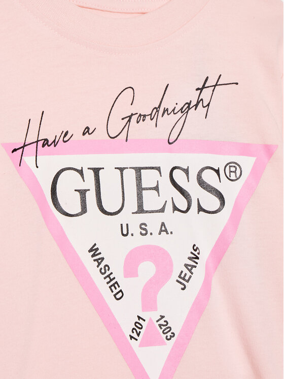 Guess Guess Komplet t-shirt i szorty sportowe H1BJ10 K8HM0 Różowy Regular Fit