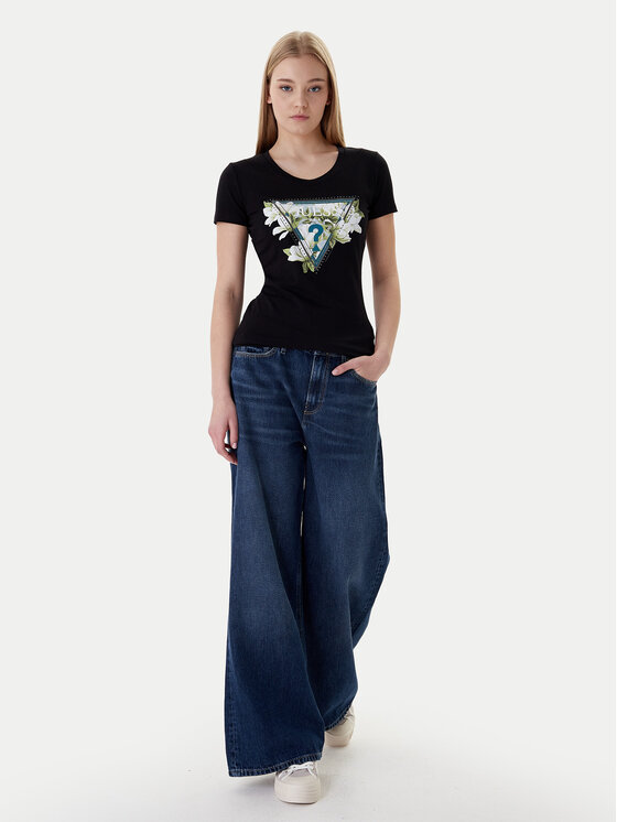 Guess Guess Tričko W6RI35 J1314 Čierna Slim Fit