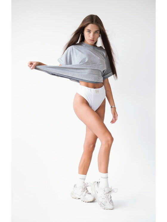 MissDenim MissDenim Figi brazylijskie z wysokim stanem Brazilian Panties Biały