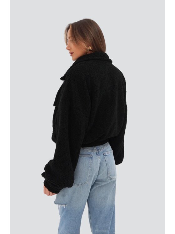 Chiara Wear Chiara Wear Kurtka damska Marynarka ze sztucznego baranka TEDDY Czarny Oversize
