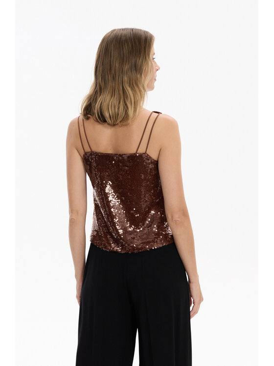 Deni Cler Milano Deni Cler Milano Top W-DC-0055-F5-F8-70-1 Brązowy Regular Fit
