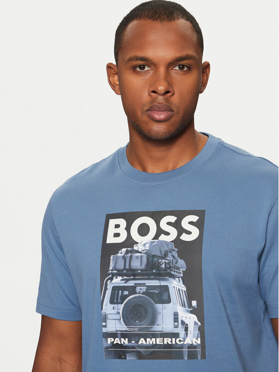 BOSS BOSS Majica Te_Mextour 50535079 Modra Regular Fit