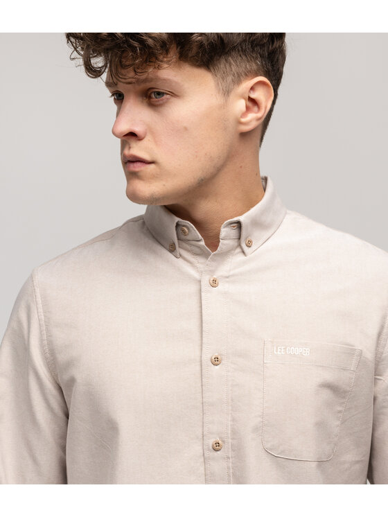 Lee Cooper Lee Cooper Koszula LARS OXFORD Beżowy Regular Fit