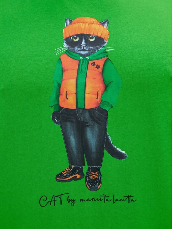 CAT by maniita lacitta CAT by maniita lacitta T-Shirt Printed men's t-shirt with CAT Zielony Regular Fit