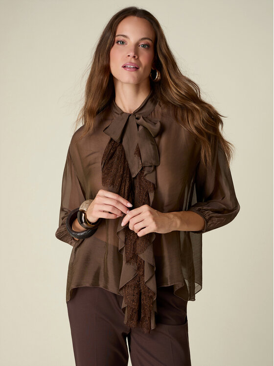 Oltre Oltre Koszula 5069J000902N027 Brązowy Regular Fit