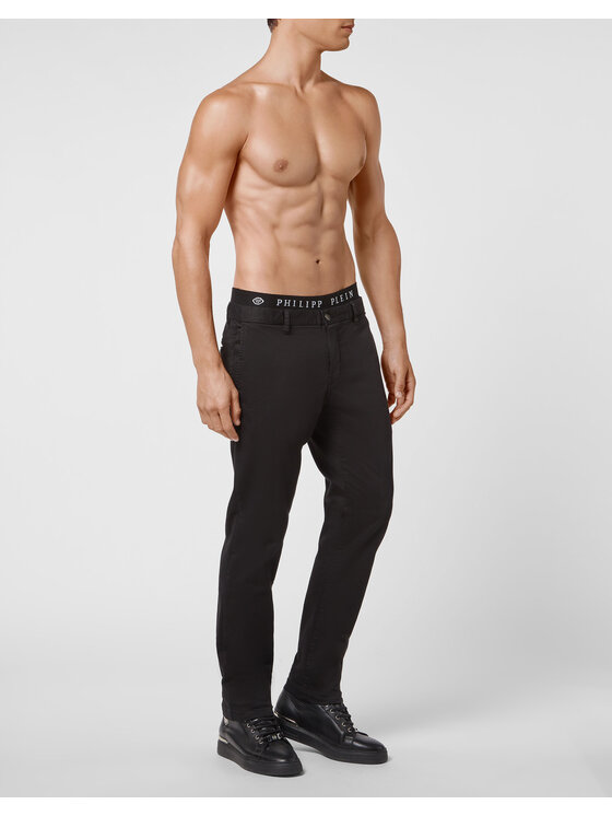 PHILIPP PLEIN PHILIPP PLEIN Spodnie materiałowe 4133 Czarny Regular Fit