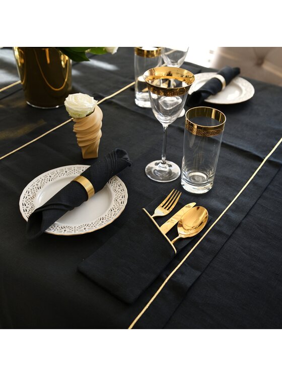 Roseberry Home Roseberry Home Bieżnik Royal Black Goldenline Czarny