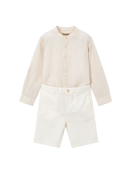 Mayoral Mayoral Completo camicia e pantaloncini 3216 Écru Regular Fit
