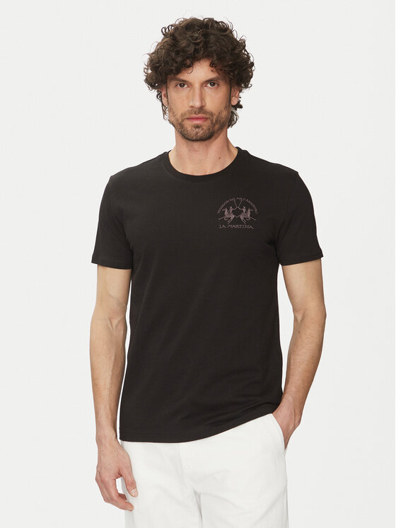 La Martina La Martina T-shirt Vernie MAR009 JS206 Crna Regular Fit