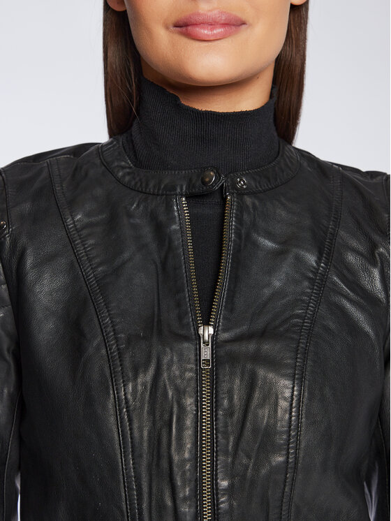 NAF NAF NAF NAF Lederjacke Clim DNL1Z Schwarz Regular Fit