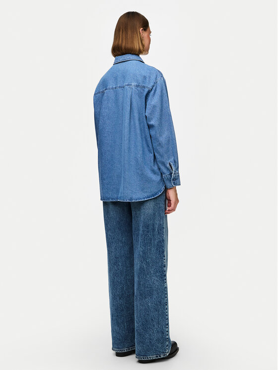 Pieces Pieces džínsová košeľa 17150991 Modrá Oversize
