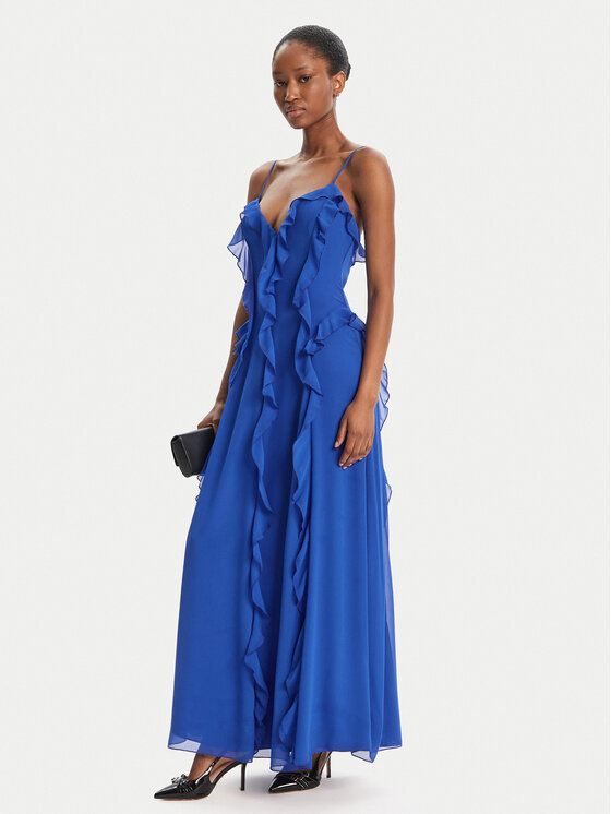 Bardot Bardot Sukienka wieczorowa Veris Ruffle 60007DB Niebieski Regular Fit
