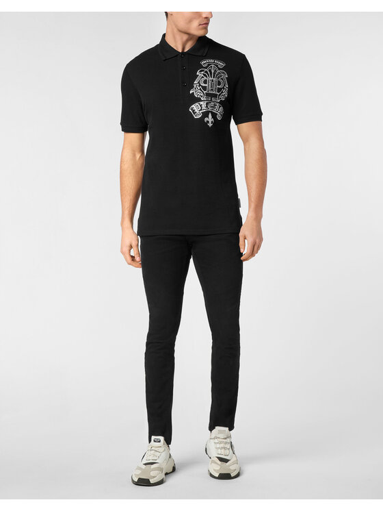PHILIPP PLEIN PHILIPP PLEIN Polo 24857 Czarny Slim Fit