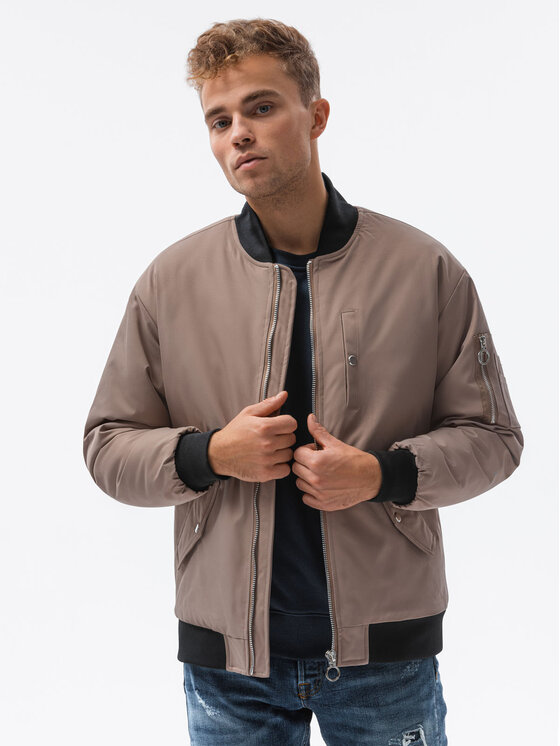 Ombre Ombre Bunda bomber C516 Béžová Regular Fit
