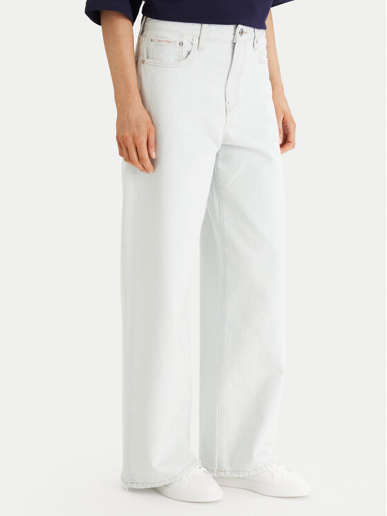 Calvin Klein Jeans Blugi LV047F738G Alb Wide Leg