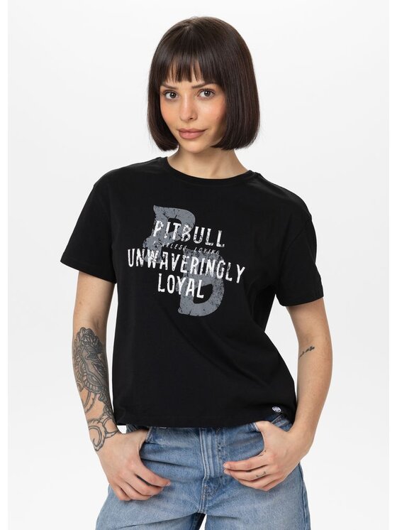 PITBULL PITBULL T-Shirt Koszulka damska Oversize LOYAL XS Czarny Regular Fit