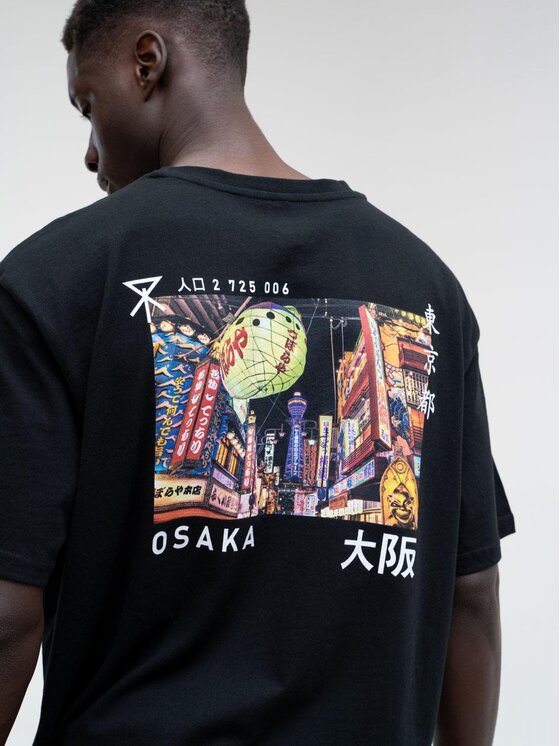 MyStars MyStars T-Shirt Koszulka Z Krótkim Rękawem Oversize Męska Czarna MyStars Osaka XL Czarny Oversize