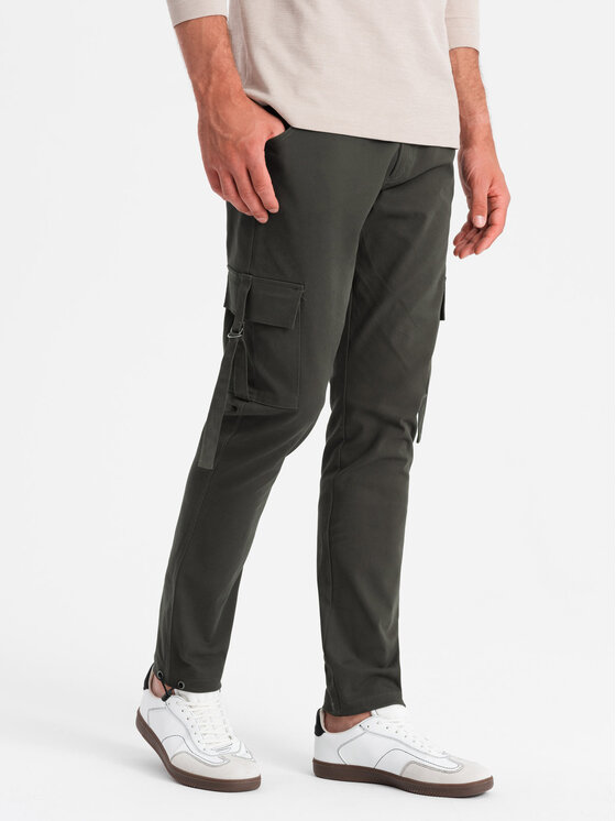 Ombre Ombre Kalhoty z materiálu OM-PACG-0197 Šedá Regular Fit
