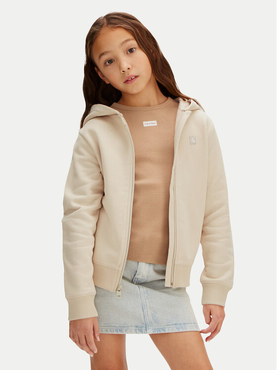 Calvin Klein Jeans Hanorac Mini Badge LV1CKSJB34 Bej Regular Fit